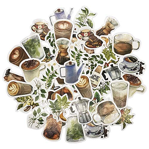 ZMLSED Lot de 46 autocollants vintage pour café, décoratifs, esthétiques et tendance pour bulle, journal, scrapbooking, ordinateur portable, album, bricolage, planificateur quotidien Cover