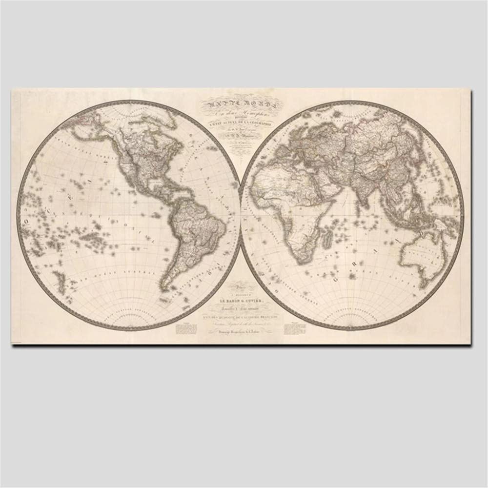 Kit Peinture Diamant 5D Carte Du Monde Rétro – 50x100 Cm – DIY Déco Murale