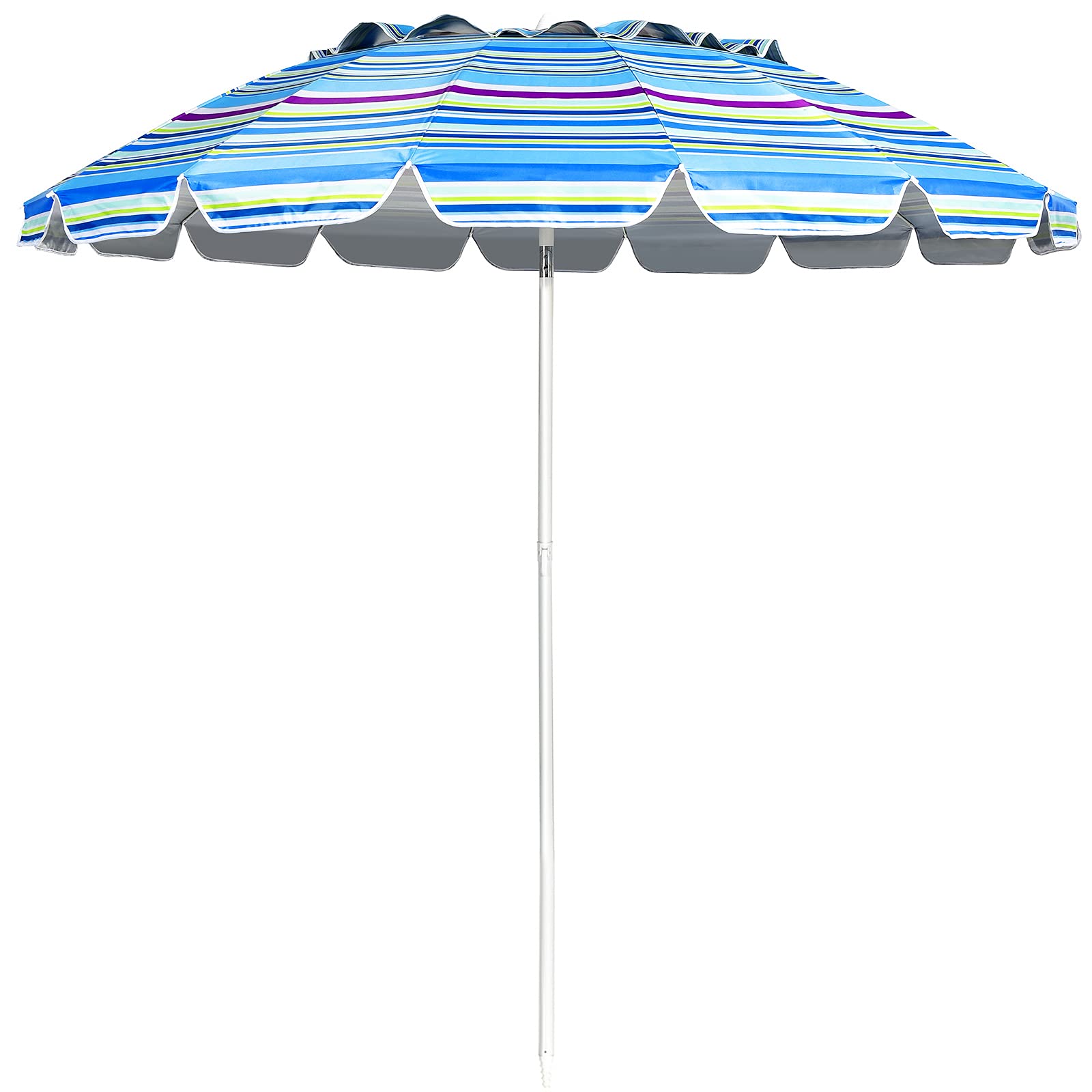 COSTWAY Ombrellone da Spiaggia 243 cm, Portabile, Inclinazione Regolabile, Filtro UV, con Borsa (Blu)