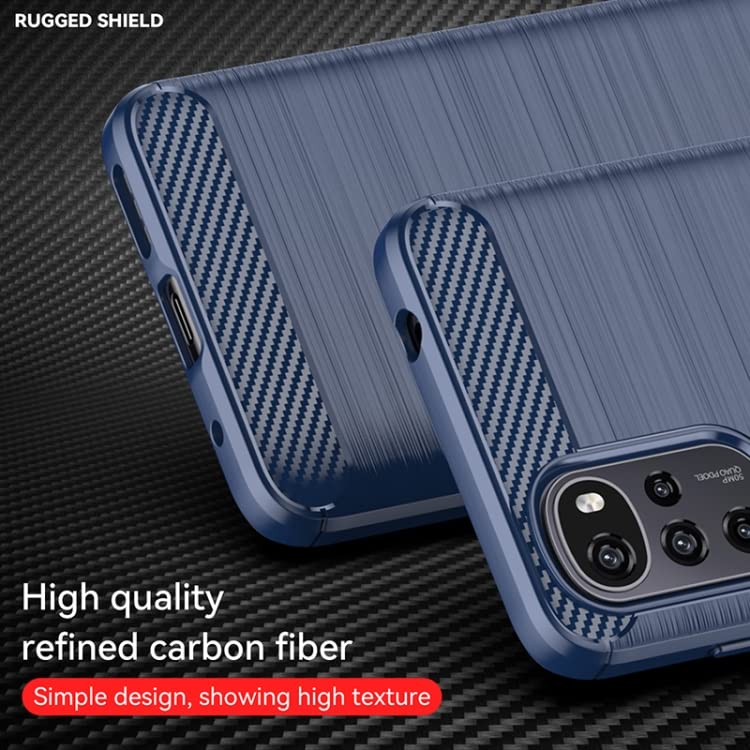 Image of NPRC Hybrid Ultra Slim Protective Case TPU Non-Slip Carbon Fiber Texture Shockproof Case Cover for Moto E32 - Blue
