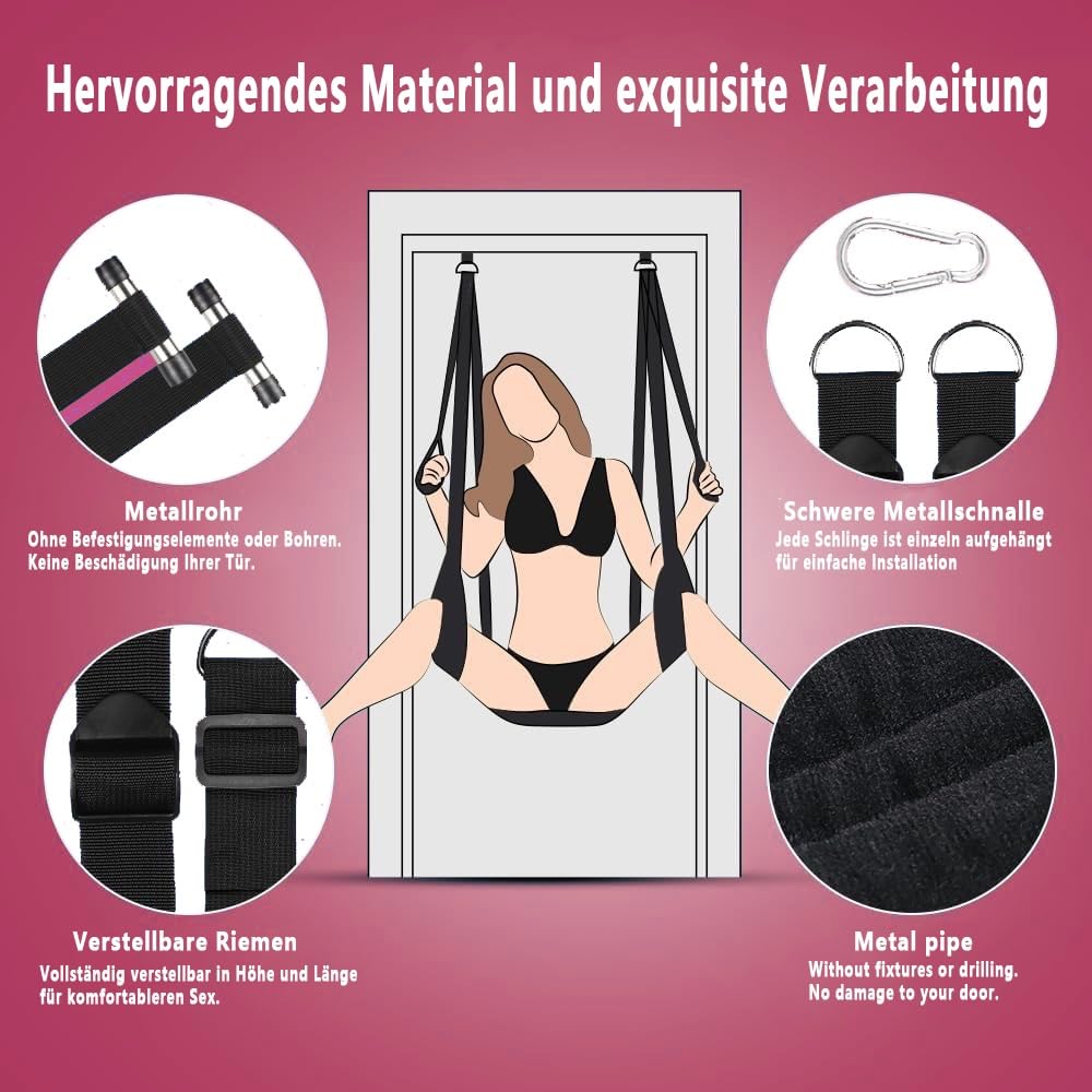 2 in1 Extrem Liebesschaukel Sexschaukel für Decken und Türhängung, Türschaukel Verstellbares Love Swing BDSM Bondage Sexy Schaukel Sexspielzeug für Paare, Belastbar Bis 300kg(Drei Kissen)