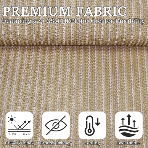 Image of Custom Size 87'' W x 96'' H Outdoor Roller Shades, Cordless Patio Roll Up Outdoor Blinds with UV Protection, Exterior Sun Shade Cloth for Porch, Gazebo, Balcony, Pergola, Wheat