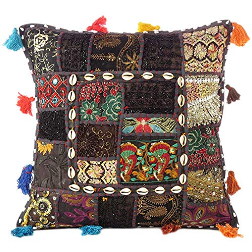 Eyes of India Decorative Patchwork Boho Throw Pillow Cover