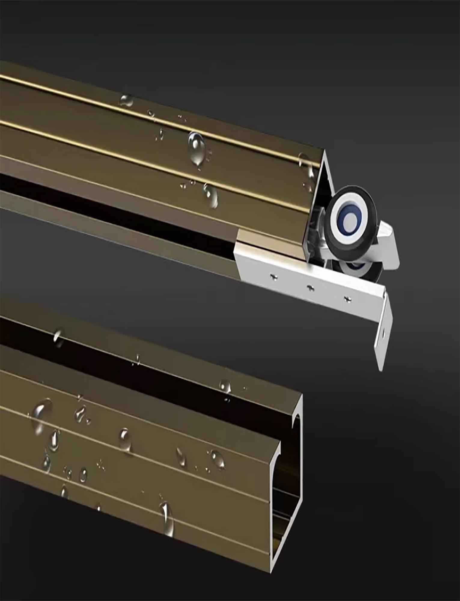 Sliding Glass Window Track, Sliding Door Hardware Kit Aluminum Track Soft Close for Wardrobe Closet(50cm/19.7in)