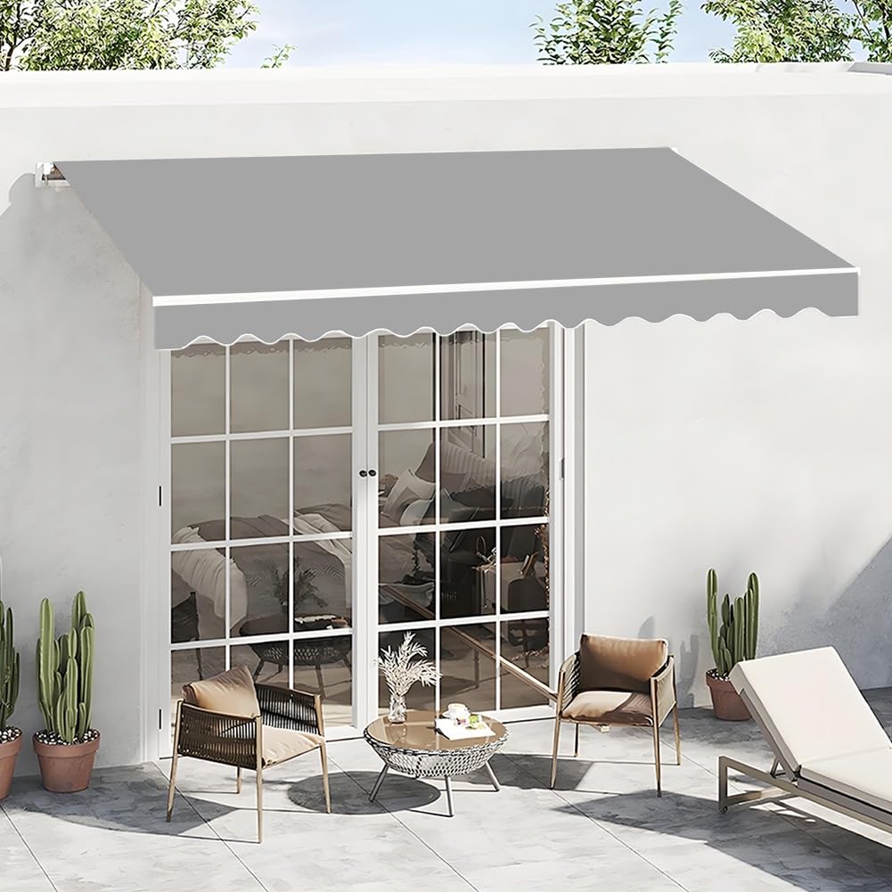 Genérico Tela De Repuesto para Toldo Exterior Toldo De Lona Balcón De Poliéster, Sin Estructura Techo De Repuesto Retráctil Manual Tela De Toldo para Terraza Jardín Ventanas(Gris)
