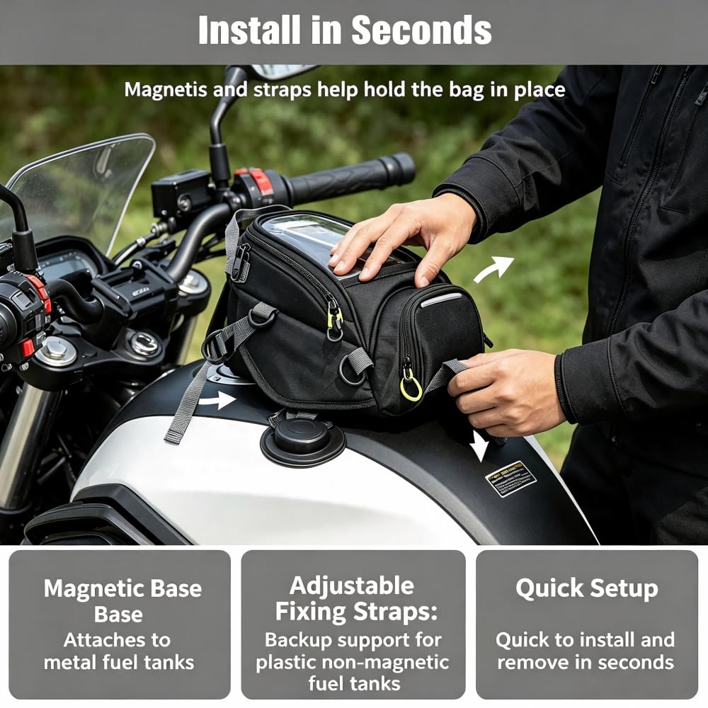 Motorrad Tankrucksack für Sabre 2010-2017 | Motorrad Tankrucksäcke, Multifunktional Tanktasche Motorrad Touring Klarsichtfenster, Wasserdichtes Oxford-Canvas