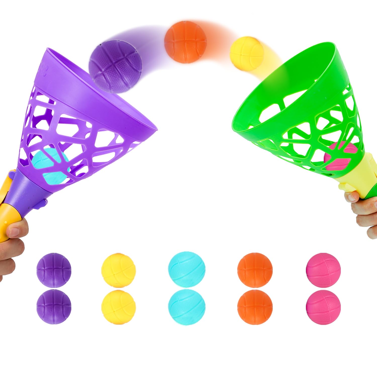 Outdoor Indoor Games Activities for Kids, Pop and Catch Ball Family Games with 2 Launcher Baskets and 10 Balls, Basket Stuffers Birthday Party Gifts Toys for Kids Ages 3 4 5 6 7 8 12+ Years Old