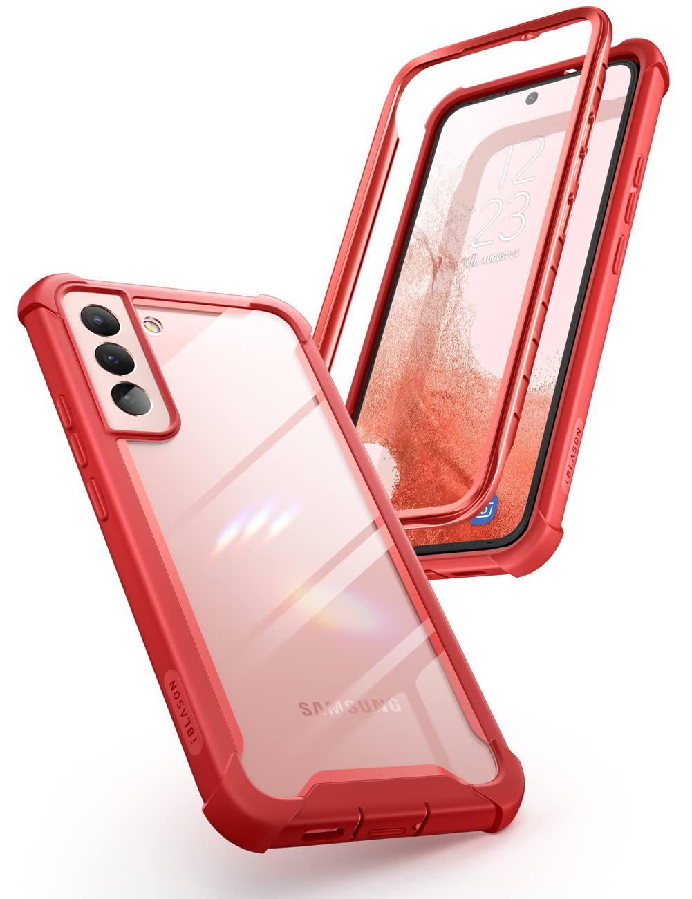 i-Blason Ares for Samsung Galaxy S22 Case Without Built-in Screen Protector [Support Fingerprint Unlock] Rugged Clear Bumper Protective Phone Case for Galaxy S22 5G (2022), Purple
