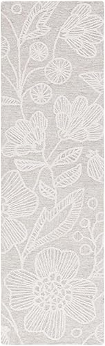 Safavieh Jardin Collection Alfombra de pasillo, 2 pies 3 pulgadas x 8 pies, natural y marfil, lana floral hecha a mano, ideal para zonas de alto