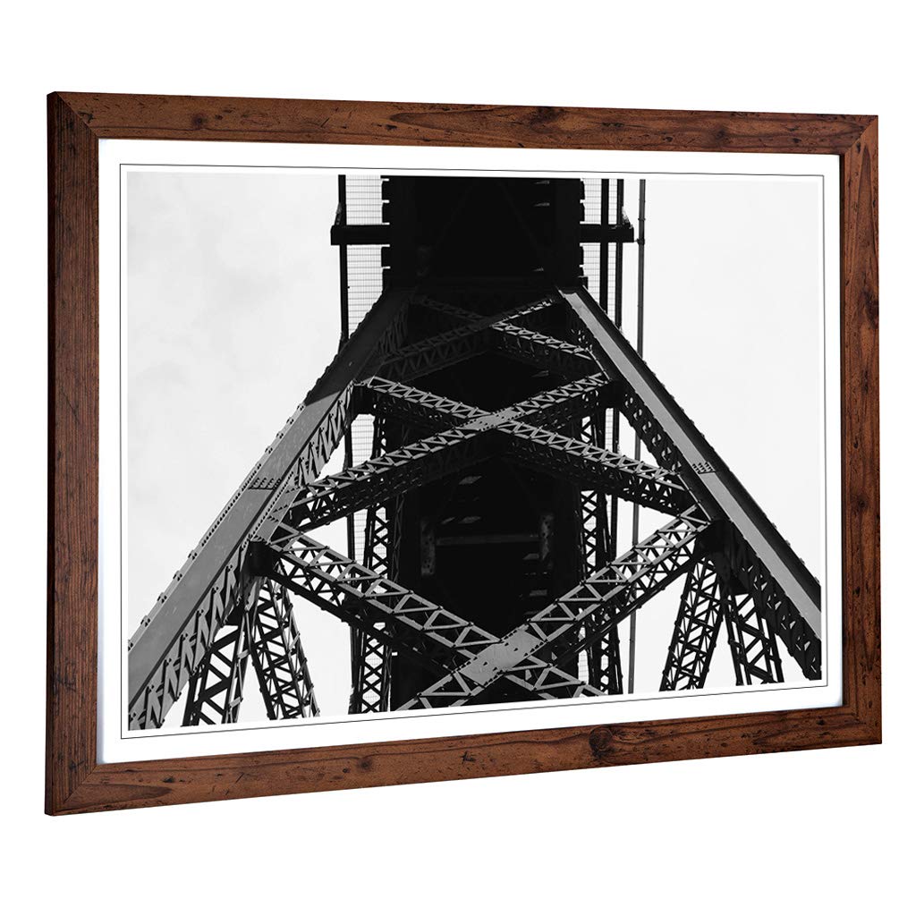 Big Box Art Framed Print Bridge Architecture Design | Wall Art Picture | Home Decor for Kitchen, Living Room, Bedroom, Hallway, Walnut, A2 / 24.5x18 Inch / 62x45cm