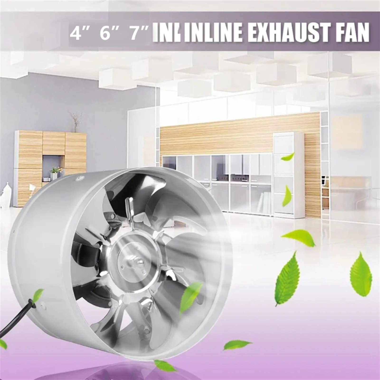 Lüftungsventilator 4"/6"/7" Geräuscharmer Hochgeschwindigkeits-Inline-Kanal-Badezimmer-WC-Wandlüftungsventilator Booster Abluftgebläse Luftkühlungs-Entlüftungszugang, Weißer Ventilator