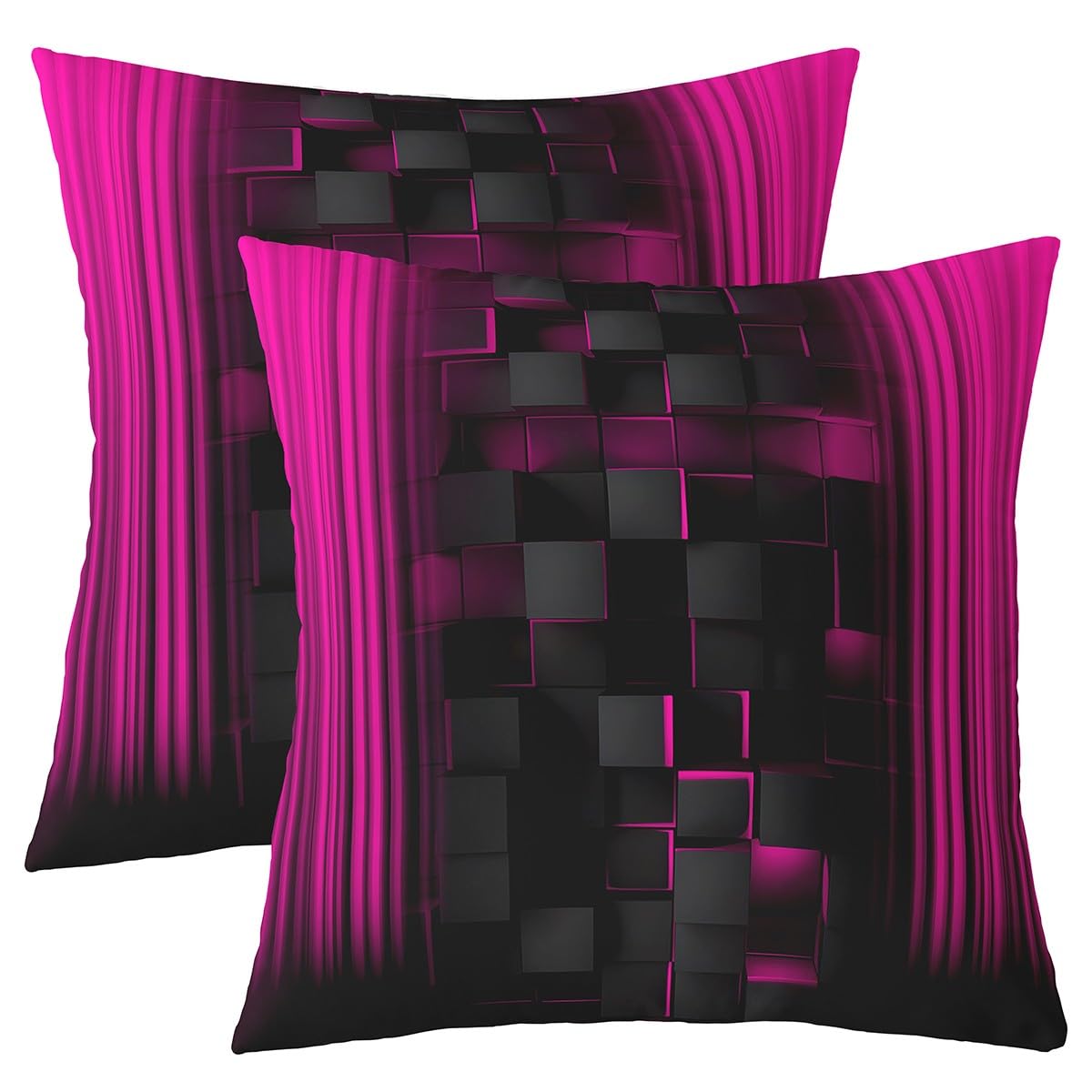 Homemissing Kids Rose Red and Black Throw Pillow Covers 18"x18" Set of 2 Soft Ombre Pillow Case Cushion Cover Square Decorative Throw Pillowcase for Sofa Ombre Effects Cushion Case
