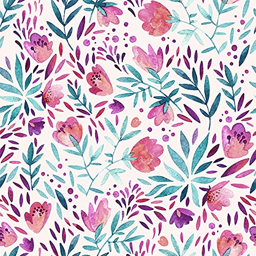 Papier peint fleurs vintage violet pour masquer imperfections mur - 3