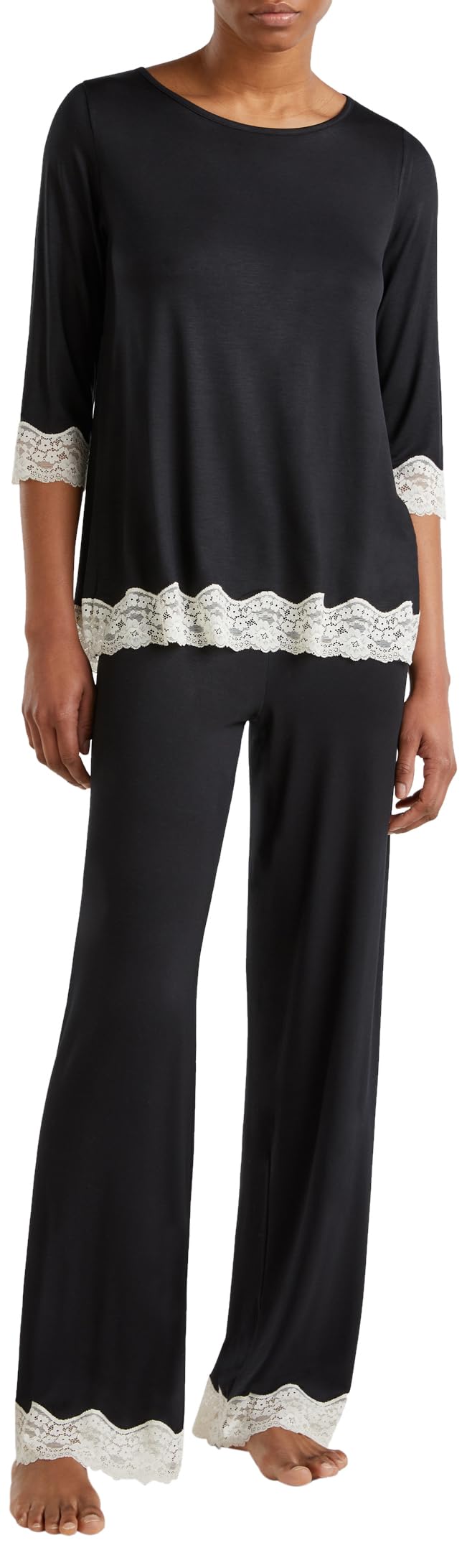 United Colors of Benetton Maglia M/L 3z123m07e Camiseta de Pijama, Negro, S Mujeres
