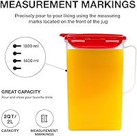 Vista 4 de LOCK & LOCK Aqua Jarra de agua para puerta de nevera con asa Jarra de plástico sin BPA con tapa abatible perfecta para hacer tés y jugos, 2 litros