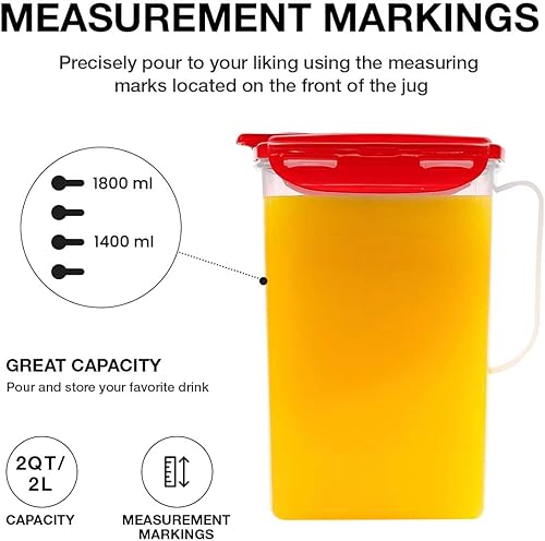 Miniatura 4 de LOCK & LOCK Aqua Jarra de agua para puerta de nevera con asa Jarra de plástico sin BPA con tapa abatible perfecta para hacer tés y jugos, 2 litros