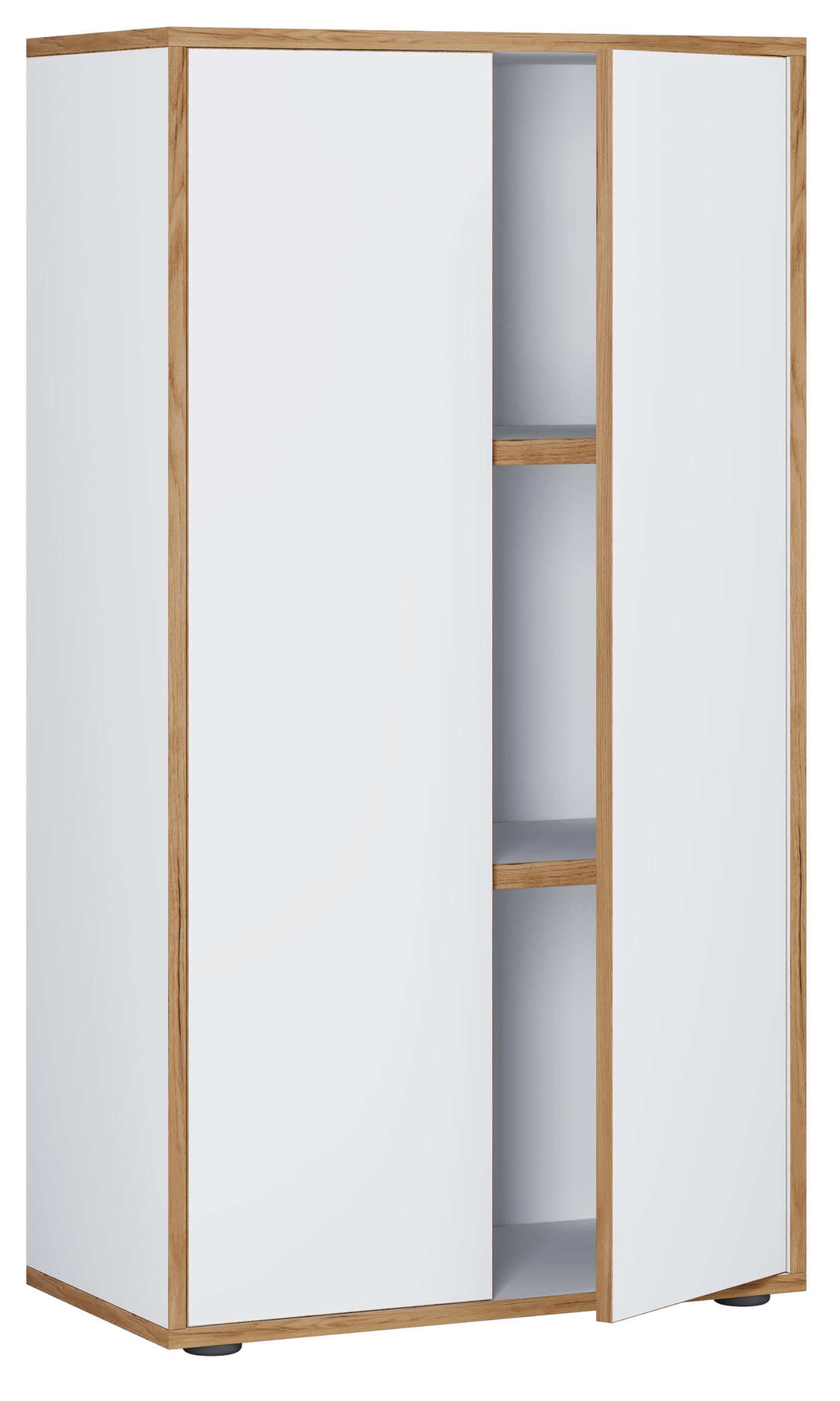 VCM Holz Büroschrank Ordner Aktenschrank Büromöbel Schrank Salia 3-Fach Breite 60 cm Drehtüren