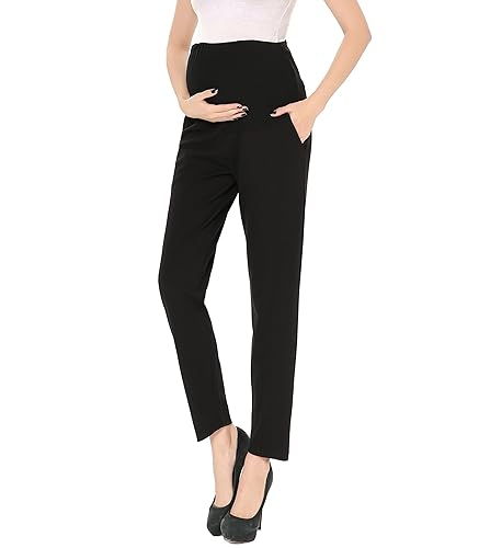 Maternity Pants Work Over The Belly with Pockets, Womens Pregnancy