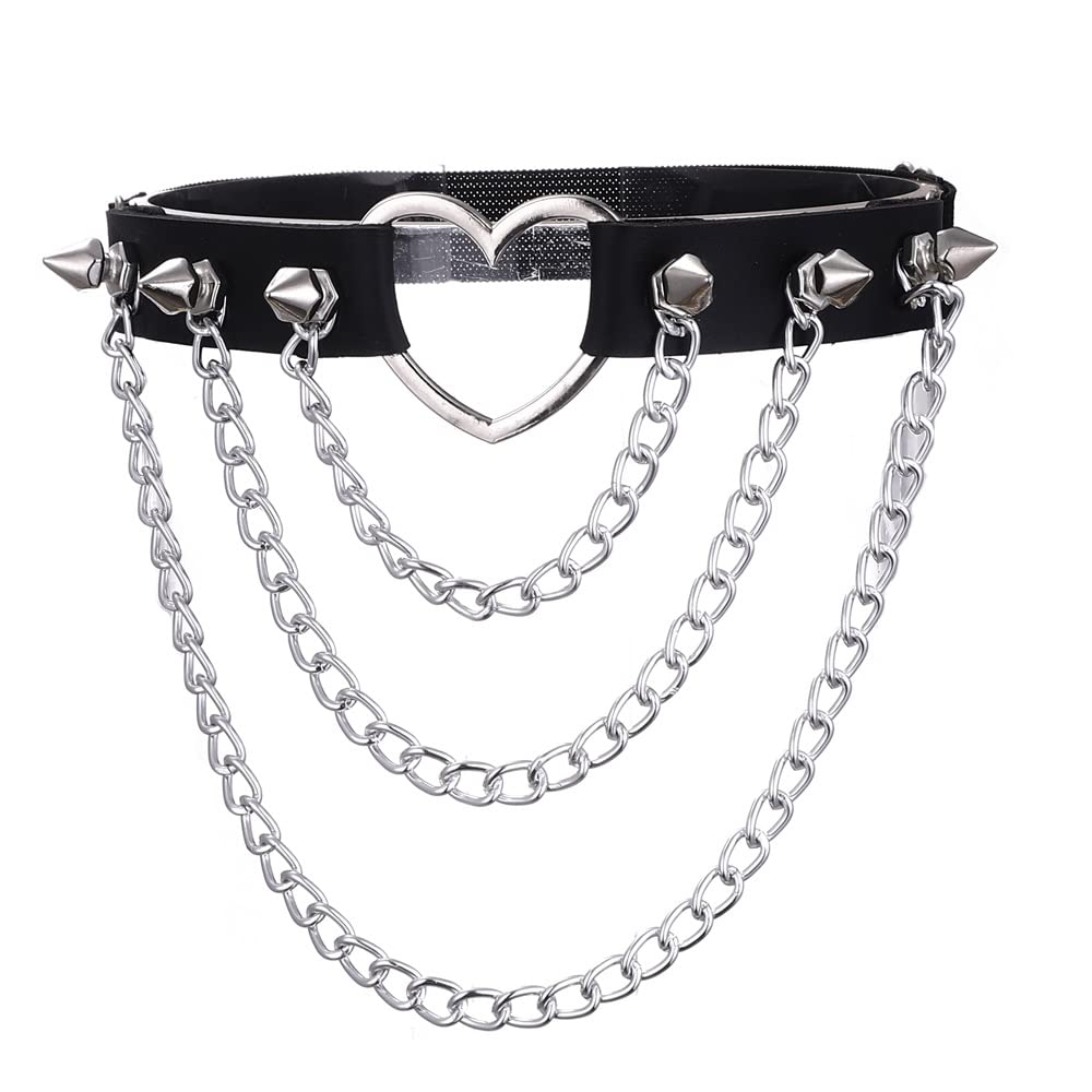 Giarrettiera da sposa, sexy, in pelle, elastica, con spuntoni, per donne e ragazze, stile gotico, con cuore, coscia, reggicalze