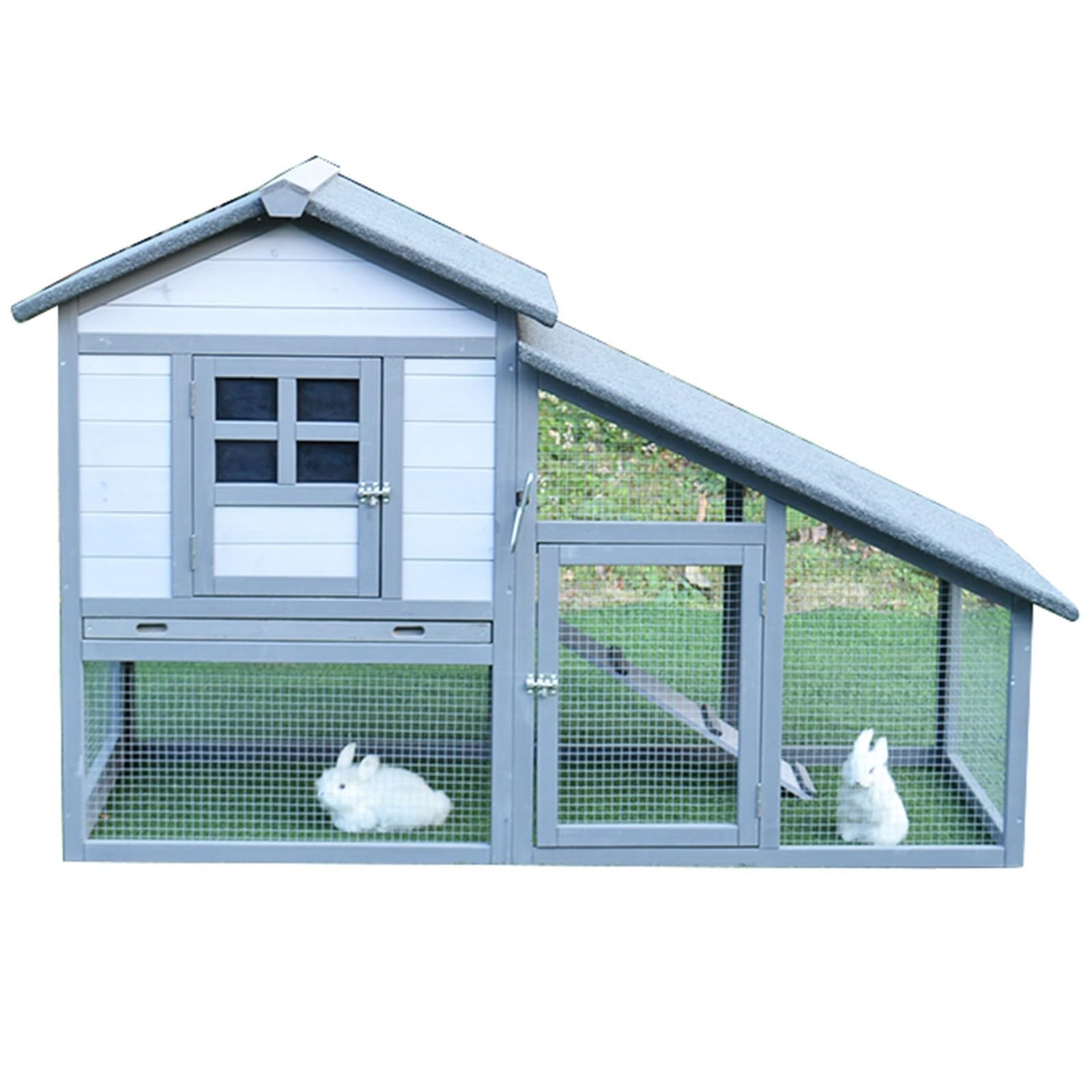 2-stöckiger Kaninchenstall, Robuster Kaninchenkäfig mit Rampe, Kaninchenstall Aus Holz für Meerschweinchen, Hamster, Hühner und Andere Kleintiere