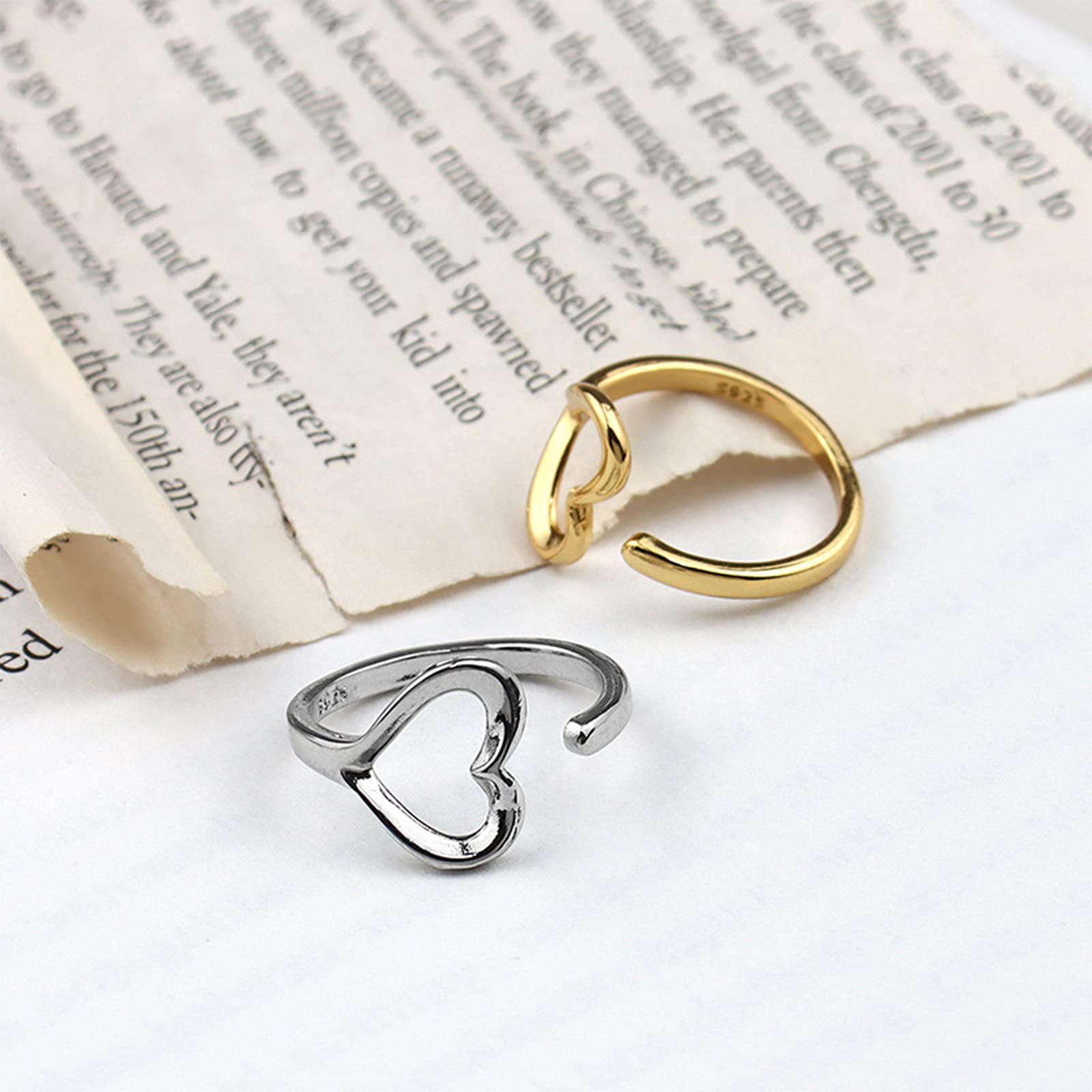 Set di Anelli con Cuore Infinito Amore Regolabile per Amicizia Regalo di Laurea per Ragazze con Dito Geometrico Cavo Pesca