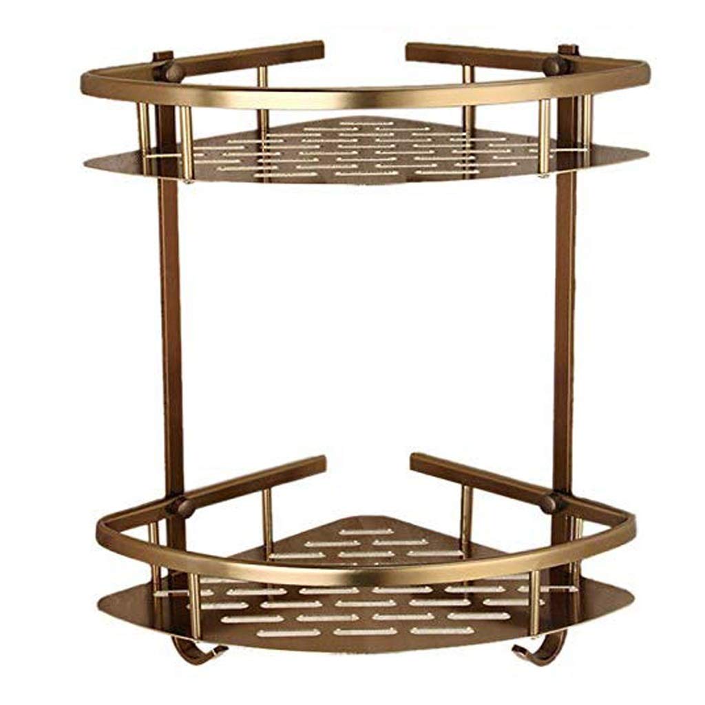 TYUHDUYUR Metal Corner Standing Shower Caddy 2-Tier Bath Shelf Baskets for Towels Soap Shampoo