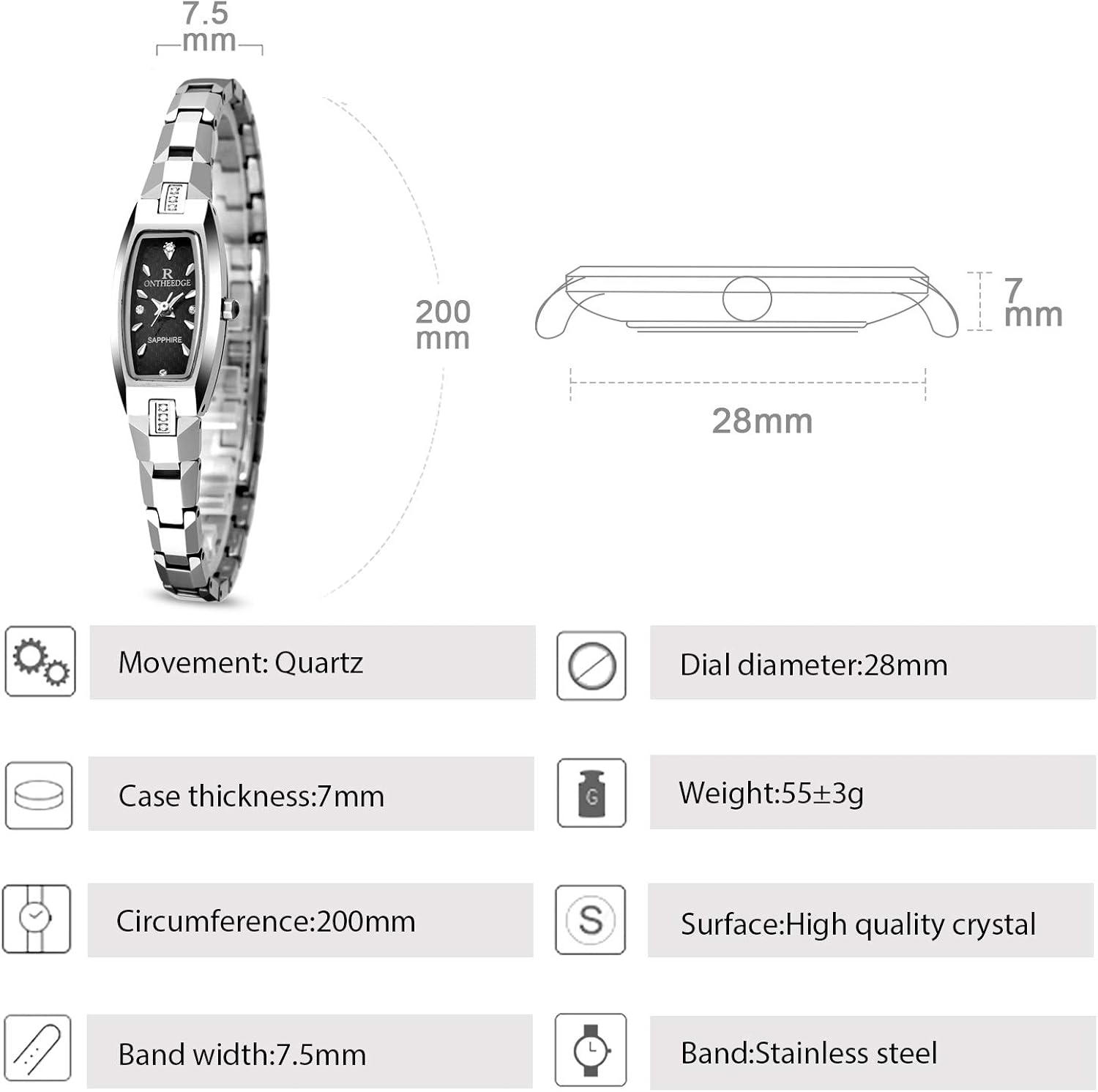 RORIOS Analogico Al Quarzo Donna/Ragazza Elegante Orologi da Polso Acciaio al Tungsteno Band RORIOS Analogico Al Quarzo Donna/Ragazza Elegante Orologi da Polso Acciaio al Tungsteno Band