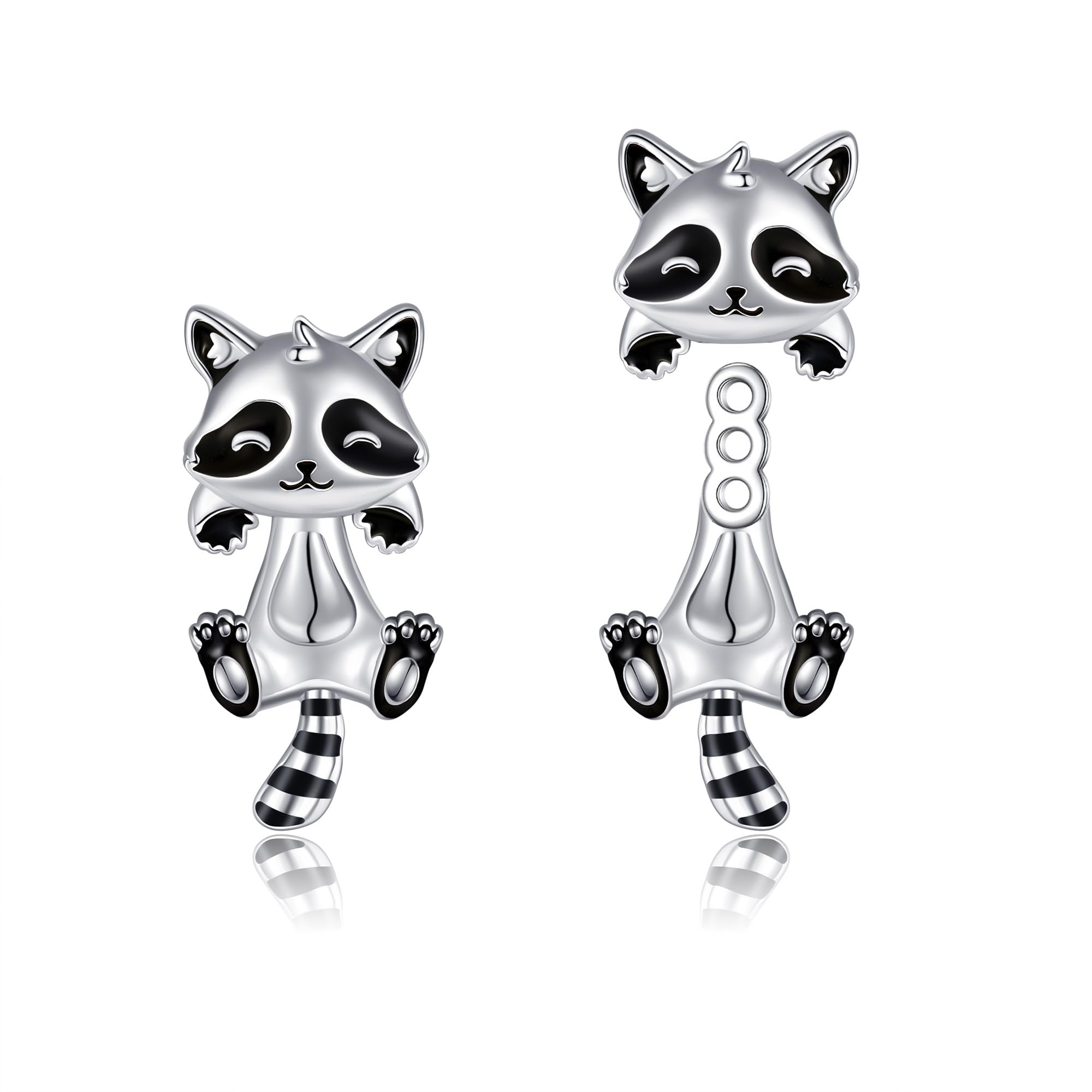 VONALA 925 Sterling Silver Black Cat Dog Hippo Snake Frog French Bulldog Bunny Cow Monkey Penguin Panda Pig Koala Fox Axolotl Stud Earrings for Women Hypoallergenic Gifts Birthday