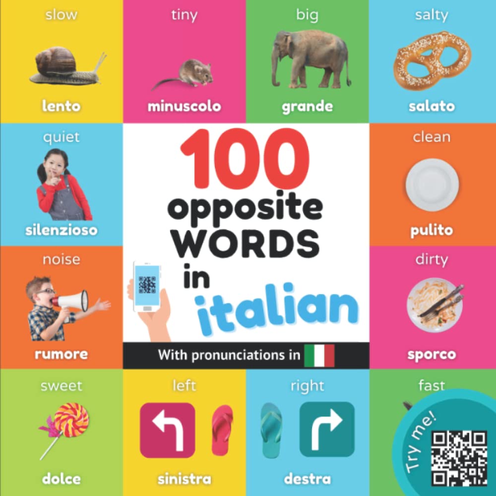 100 opposite words in italian: Bilingual picture book for kids: english / italian with pronunciations (Learn italian)