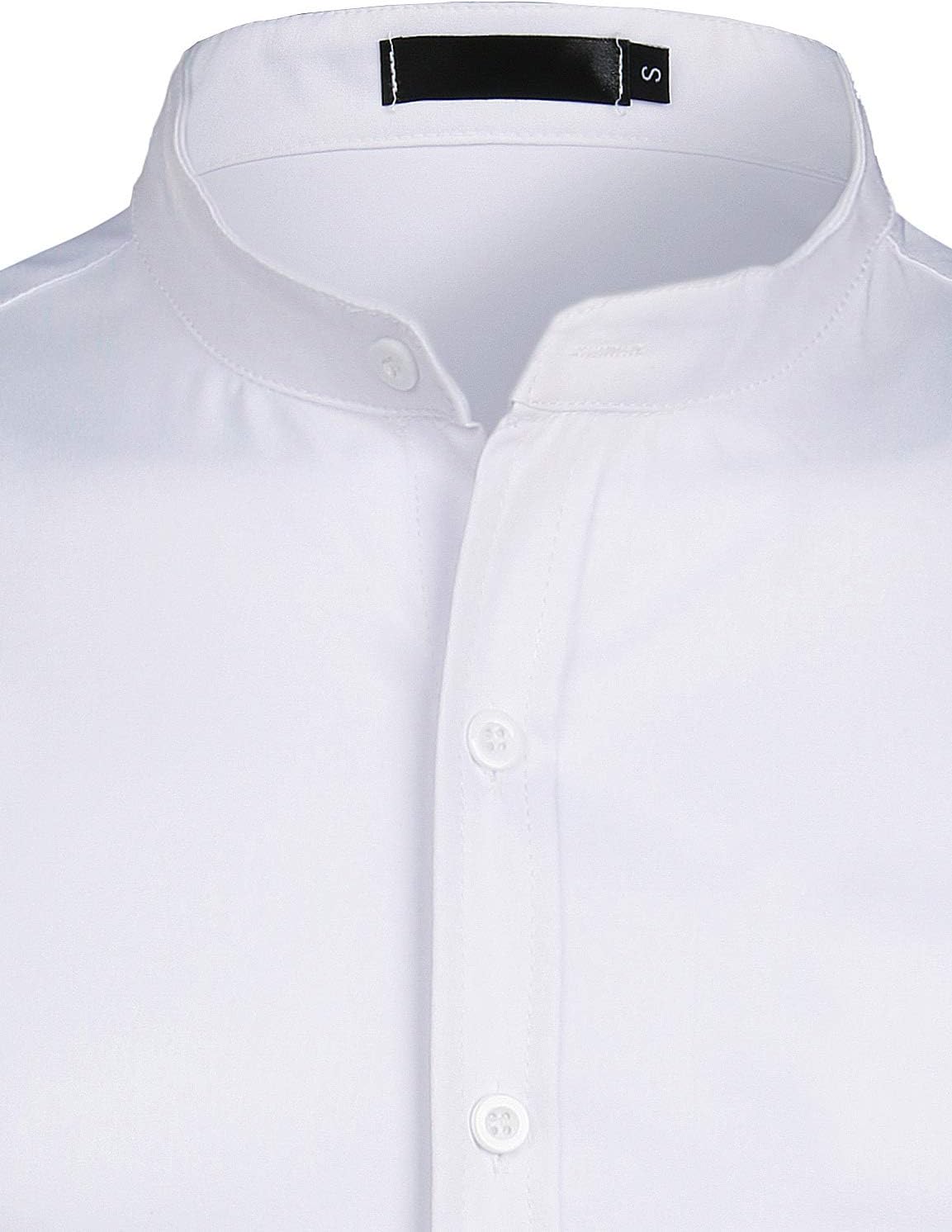 ZEROYAA Mens Hipster Solid Slim Fit Long Sleeve Mandarin Collar Dress Shirts - Image 3