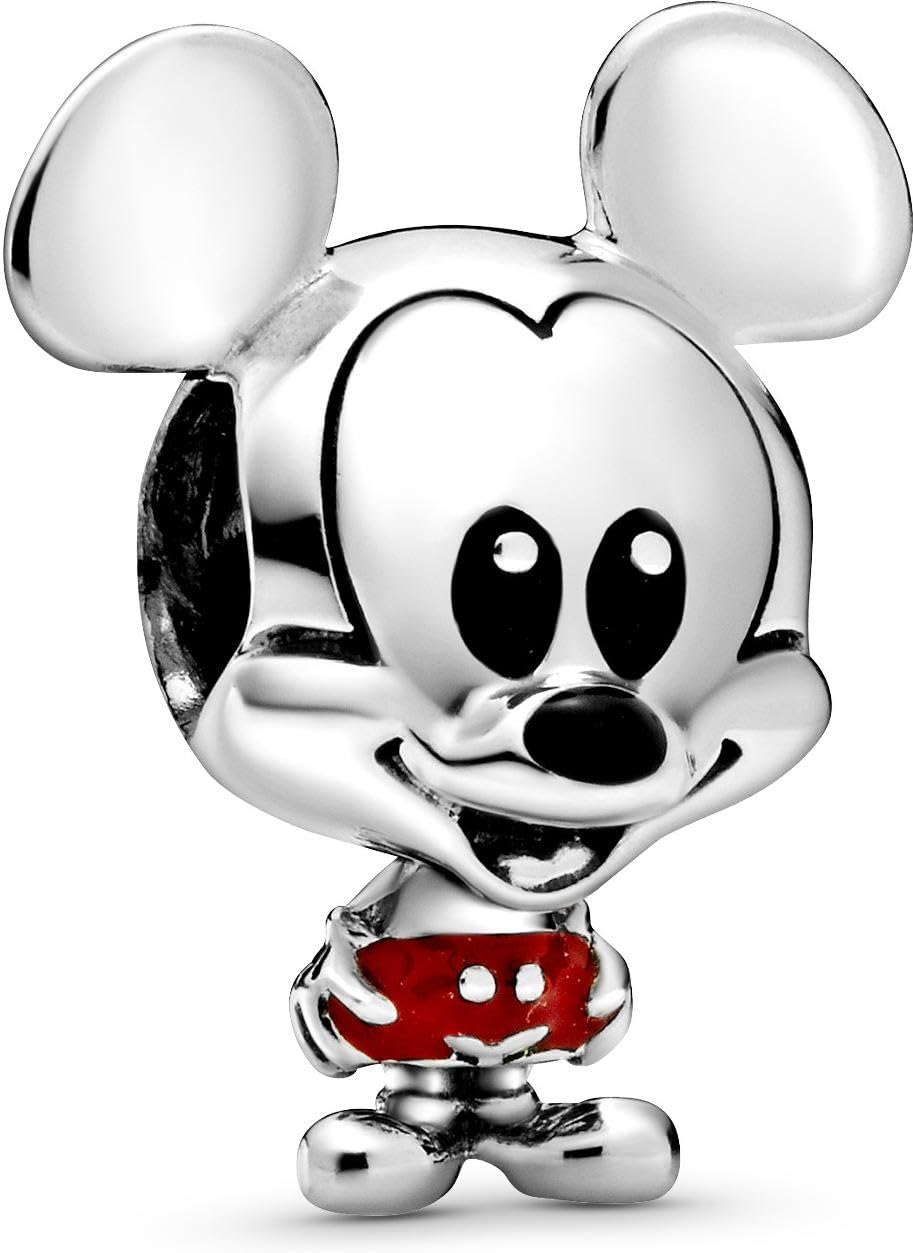 Pandora Disney Dije con diseño de Mickey de plata de ley con esmalte rojo y negro
