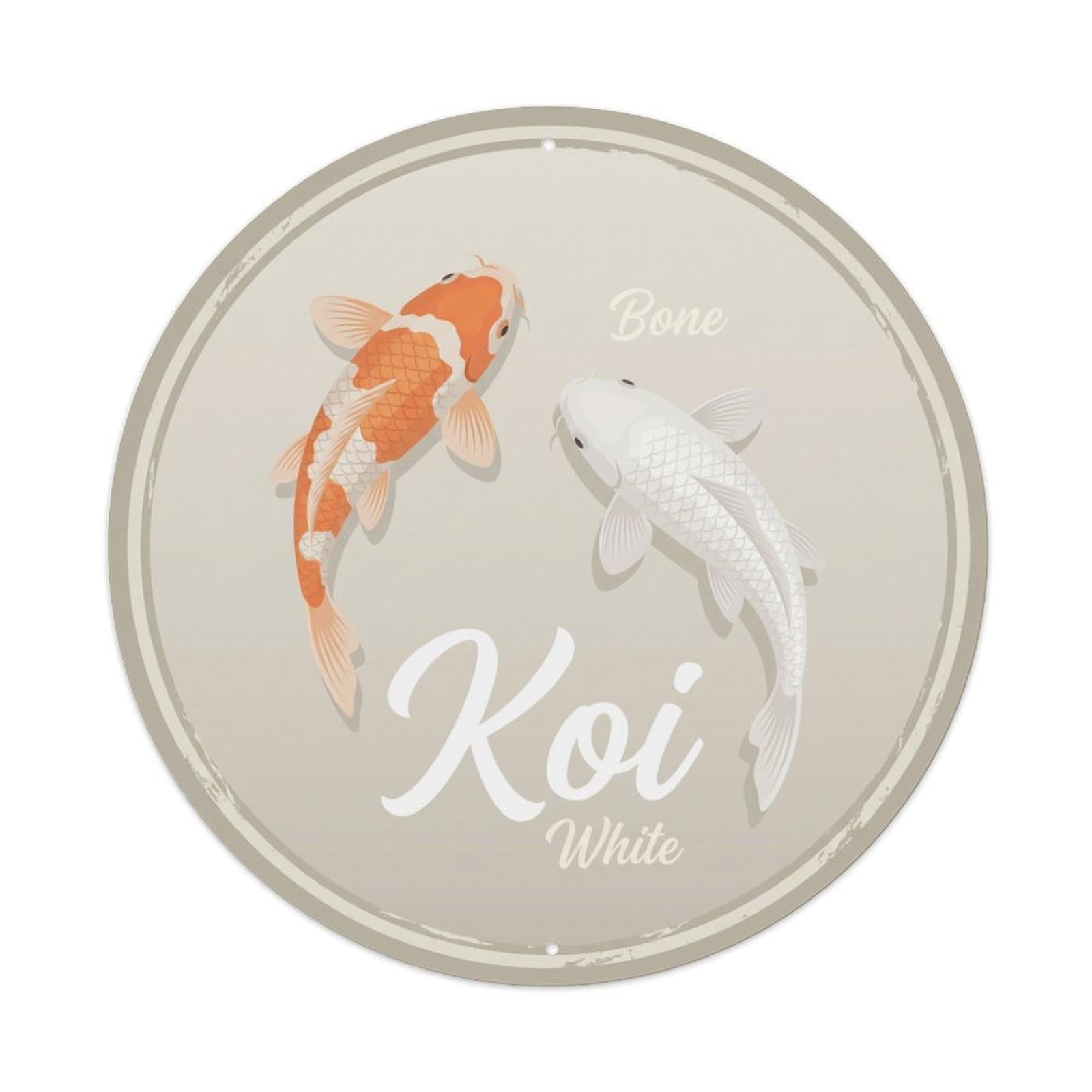 Koi Fish Bone White Waters Soft Pure Elegant Clean Metal Tin Sign