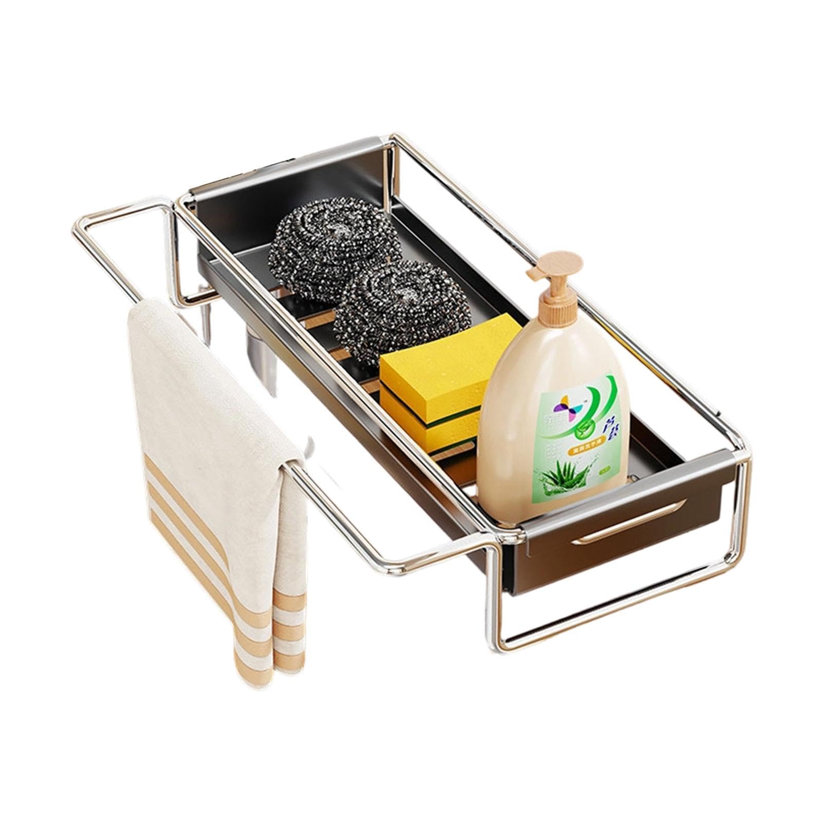 Soporte para utensilios de cocina que ahorra espacio con diseño seco y fácil instalación, accesorio para fregadero que ahorra espacio