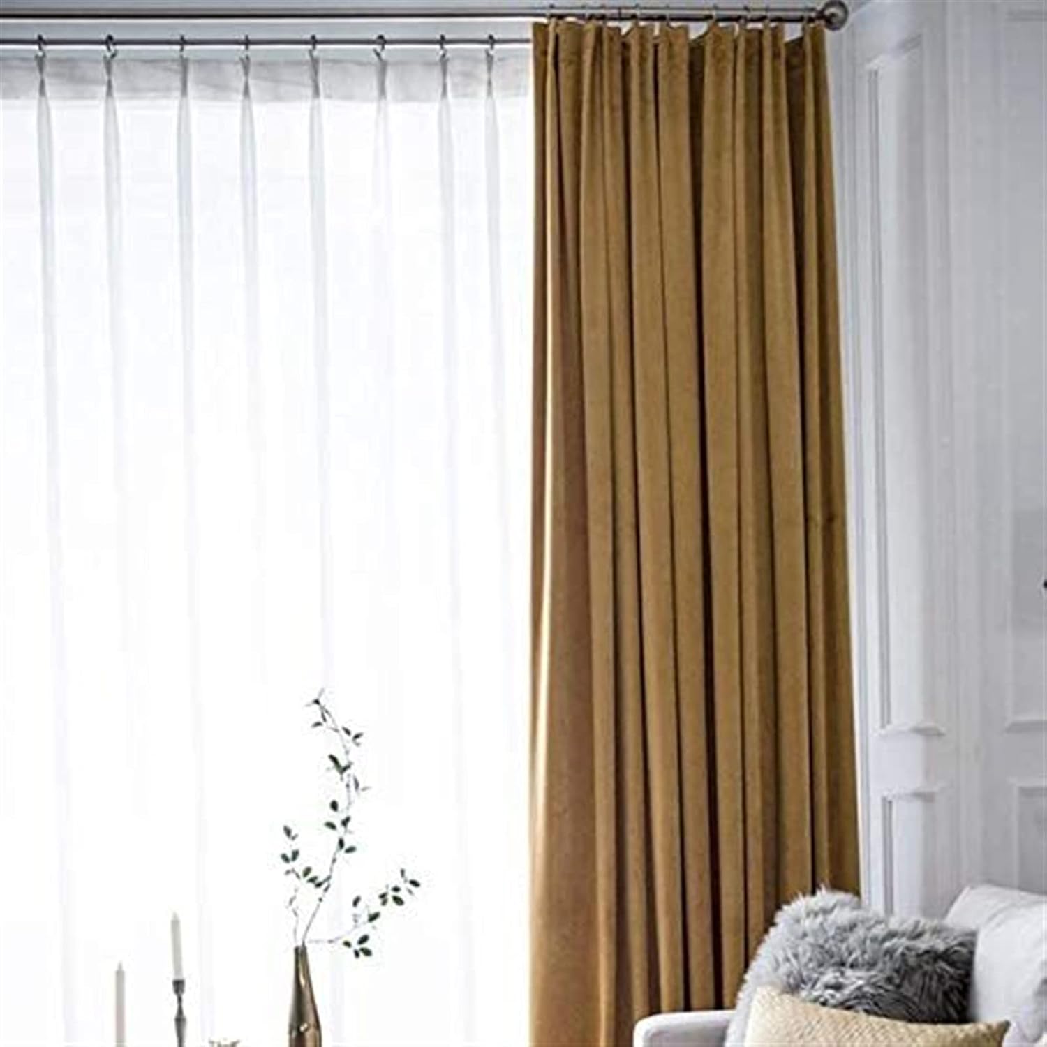Solid Color Full Blackout Curtains, Velvet Thermal Insulated Curtain for Living Room Bedroom Drapes Privacy Panels 1 Pc (Color : B, Size : W200*H270cm)
