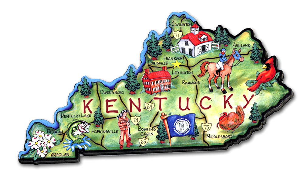 Aimant Kentucky Artwood magnet frigo bois carte USA décoration souvenir américain