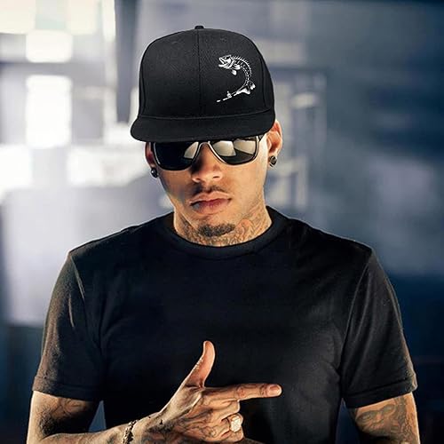 Miniatura 3 de Gorras Snapback para Hombres Gorras de Visera Plana para Mujeres Gorra Ajustada Gorras de Calavera Gorra de Béisbol Genial para Adultos Negra Gorras
