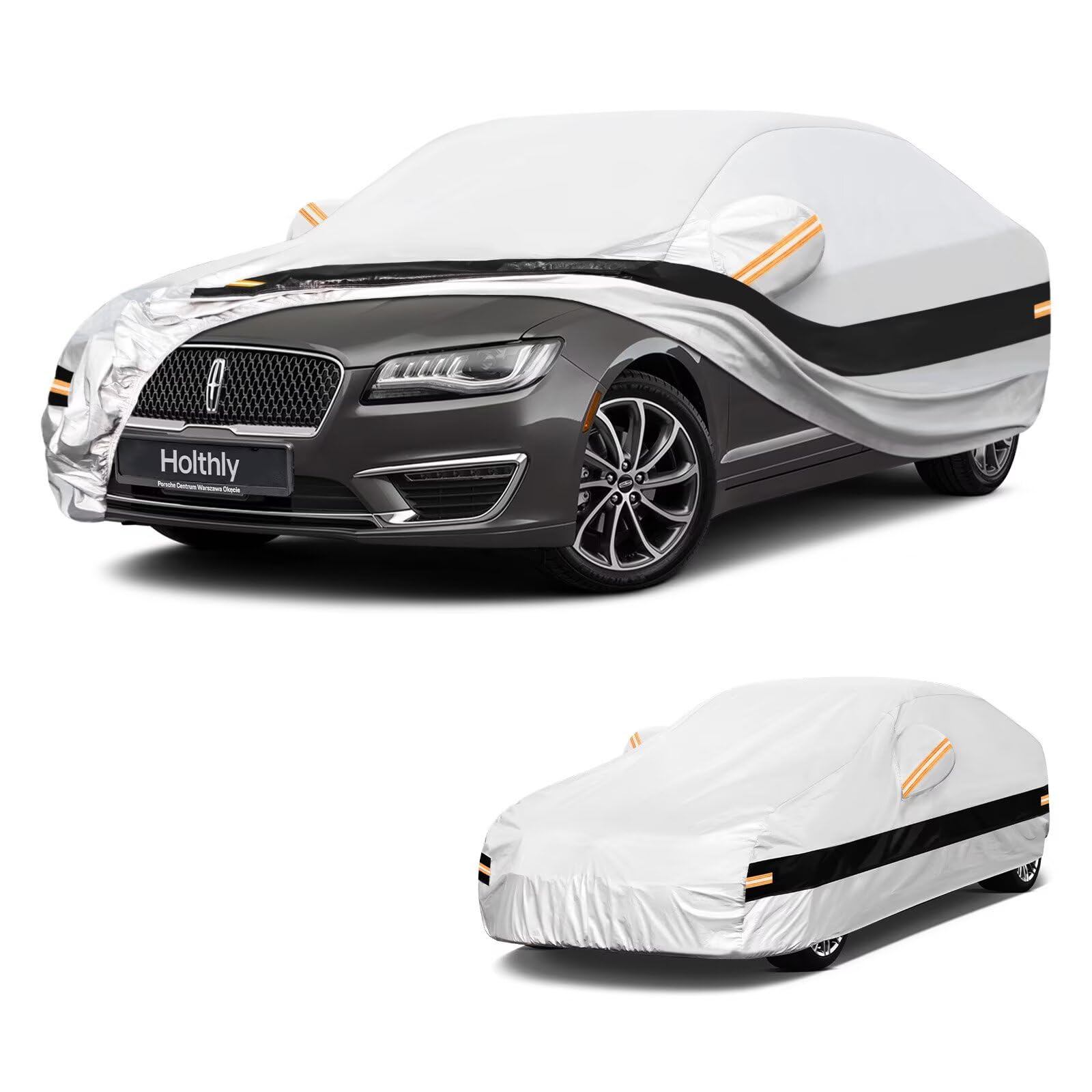 10 Layers Sedan Car Cover Custom Fit for Lincoln MKZ (2013-2026), Waterproof All Weather for Automobiles, Outdoor Full Cover Sun Dust Rain Protection with Cotton. Silver