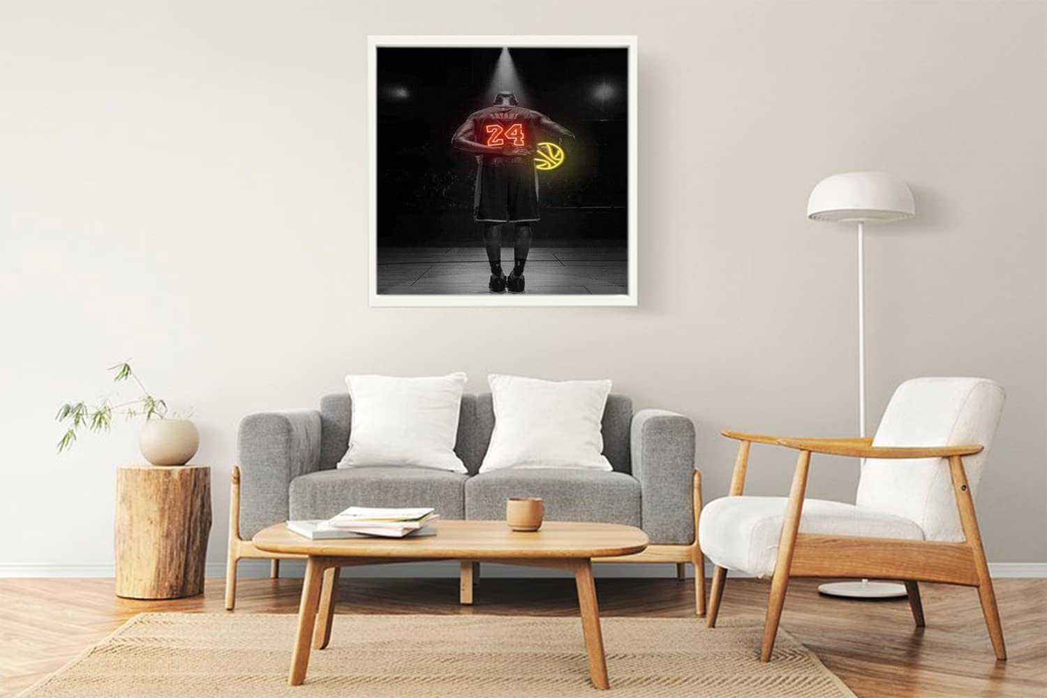 VERRE ART White Floater Framed Canvas - Wall Decor for Living Room, Bedroom, Office, Hotels, Drawing Room (22in X 22in) - Kb Bryant - Mamba Out