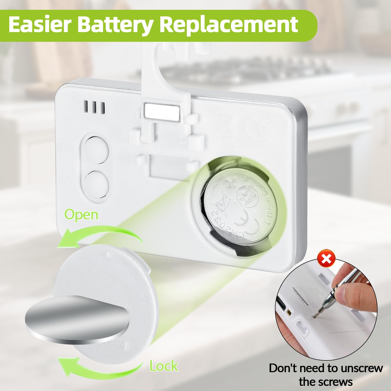 Kasanni 2 Pieces Fridge Thermometer, Freezer Thermometer with Large Screen, Fridge Thermometer with Hook and Magnetic Attachment, Max/Min Memory Function, Digital Thermometer — view 5