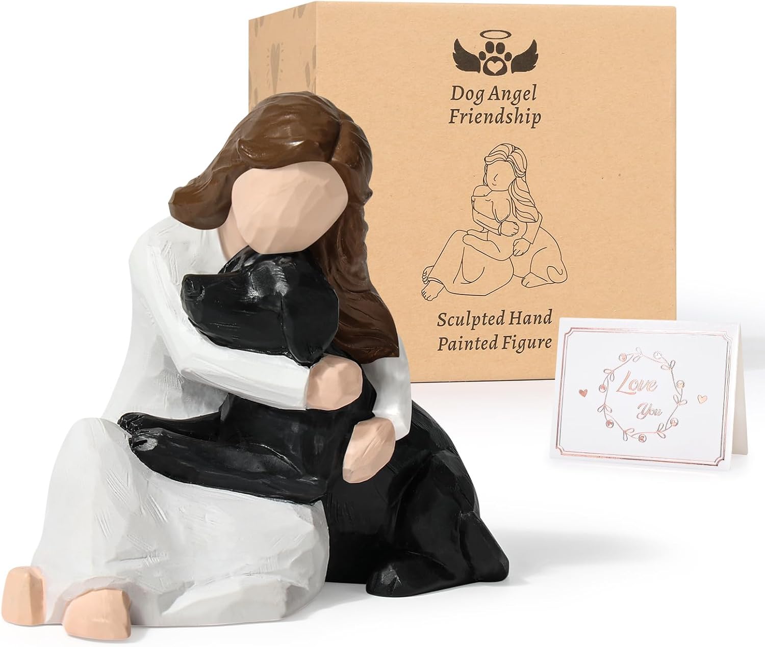 Girl Hugging Dog Figurine, Pet Loss Memorial Statue for Dog Lovers, Hamdmade Sculpture for Home Decor, Sympathy Gift for Pet Owners, Women, Friends and Family - Image 4