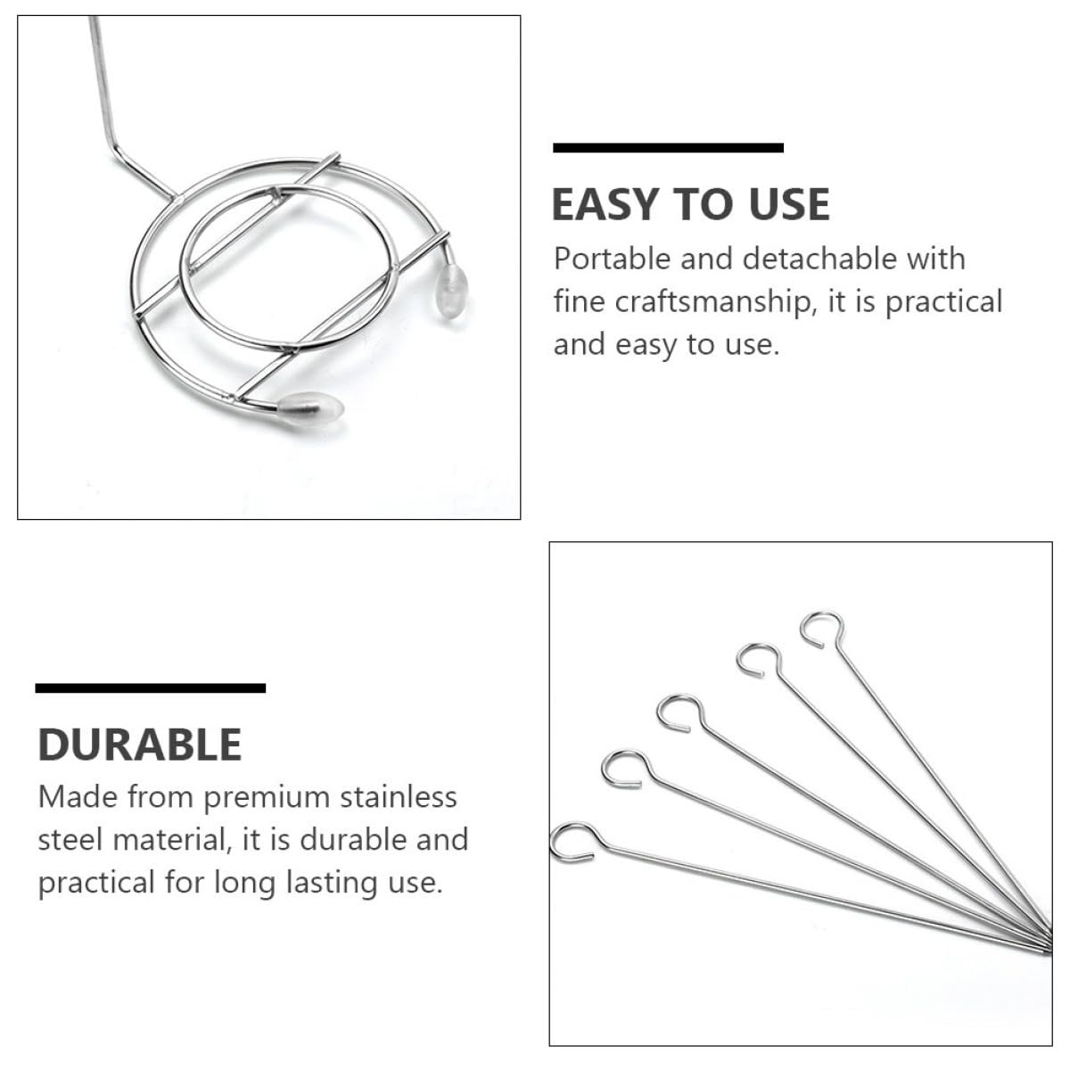 Abaodam Supporto per Barbecue Sospeso in Acciaio Inossidabile Griglie per Spiedini e Accessori, Set da 2 Pezzi per Cucina All'aperto e Uso Domestico, per Grigliate e Campeggio