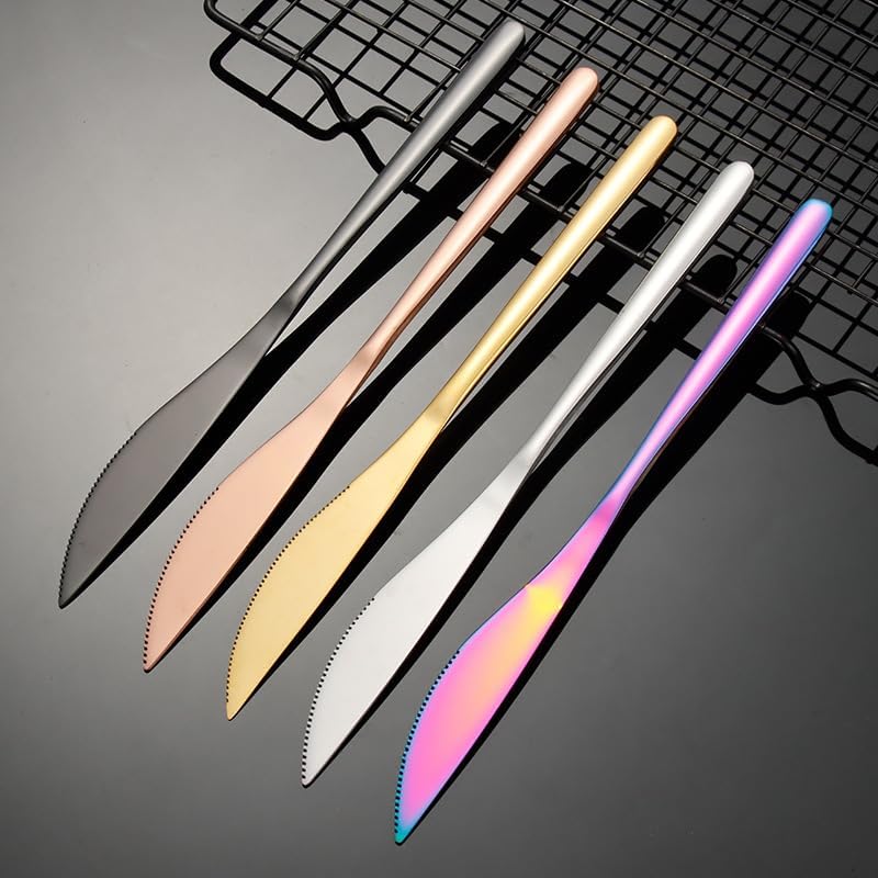 Silverware Flatware Set, 3/12/18/24 Pieces 304 Stainless Steel Spoons, Dessert Spoons, Forks, Coffee Long-handled Stirring Spoons, Home Eating Tableware Set (Color : Rainbow, Size : 4Set-