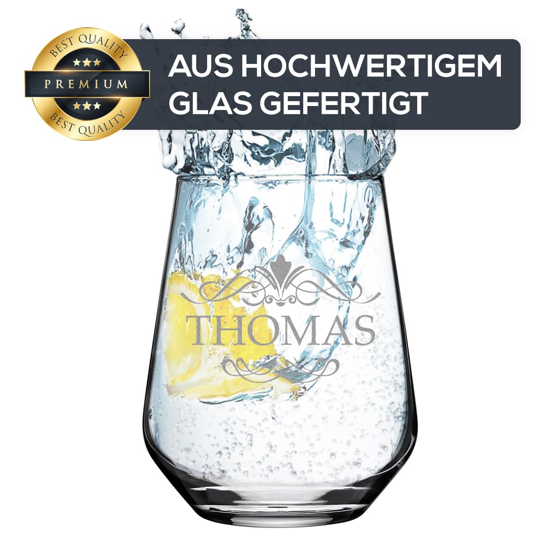 polar-effekt Trinkgläser aus Glas 425 ml 6er-Set mit Gravur - spülmaschinenfeste Wassergläser - ideal für Wasser, Saft und Cocktails - nachhaltig BPA-Frei