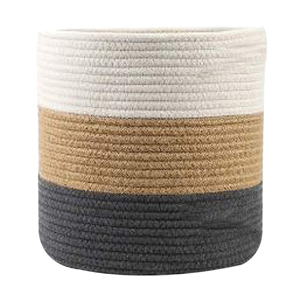 Panier corde de coton empilable de rangement pour jouets et plantes vertes