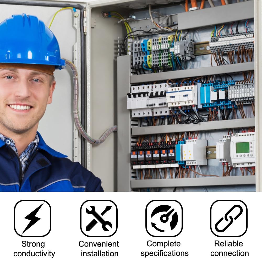 Kit de Bloques de Terminales de Riel 2.5N, Conectores Electrónicos Rápidos para Proyectos de Automatización y Bricolaje