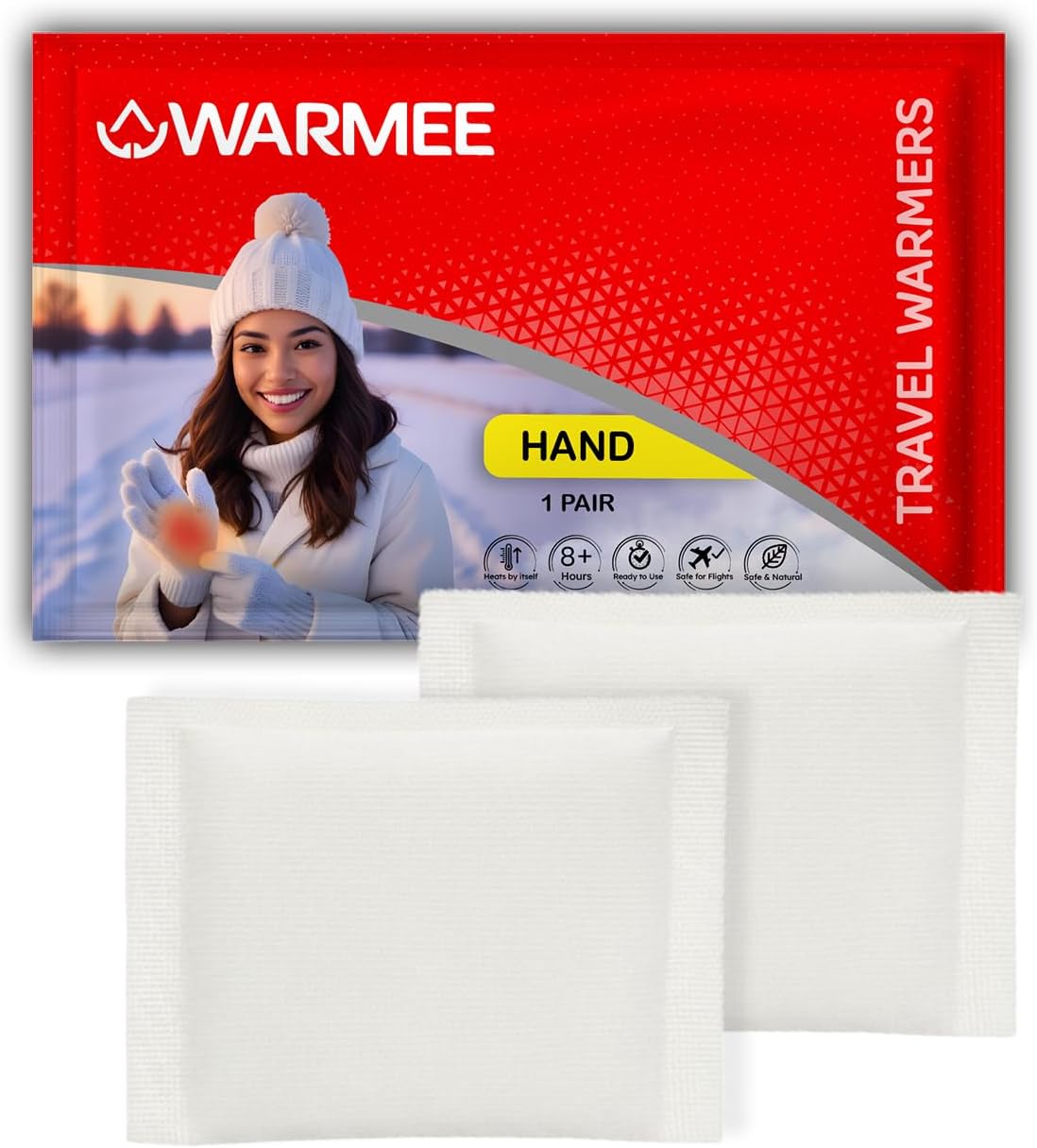 WARMEE Hand Warmers (Pack of 4 Pairs)|| 8+ Hours of Real Safe and Natural Heat | Ideal for Children and Adults || Travel Warmers for Winter Holidays, Camping, Trekking || Air Activated