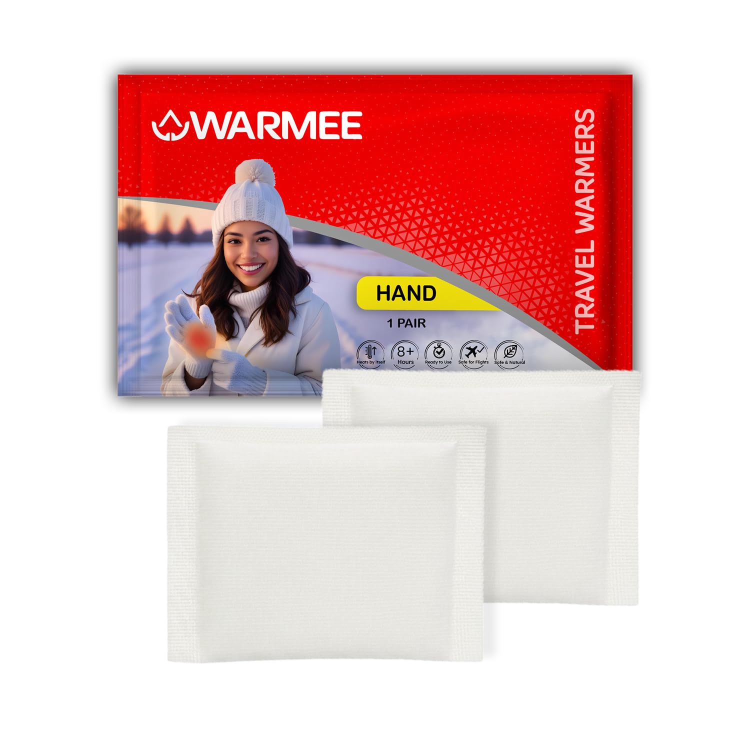 WARMEEWARMEE Hand Warmers || Travel Warmers for Cold || Safe and Natural || Warmth for 8+ Hours || Ideal for Children and Adults || Heat Patches (Pack of 4 Pairs)
