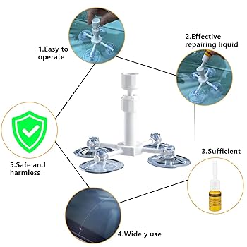 Windshield Repair Kit, Windshield Crack Repair for Chips and Cracks, Glass Repair Fluid with Pressure Syringes, Car Windshield Chip Repair Kit Quick Fix for Chips, Cracks, Star Shaped Crack (4Pcs) : Amazon.in