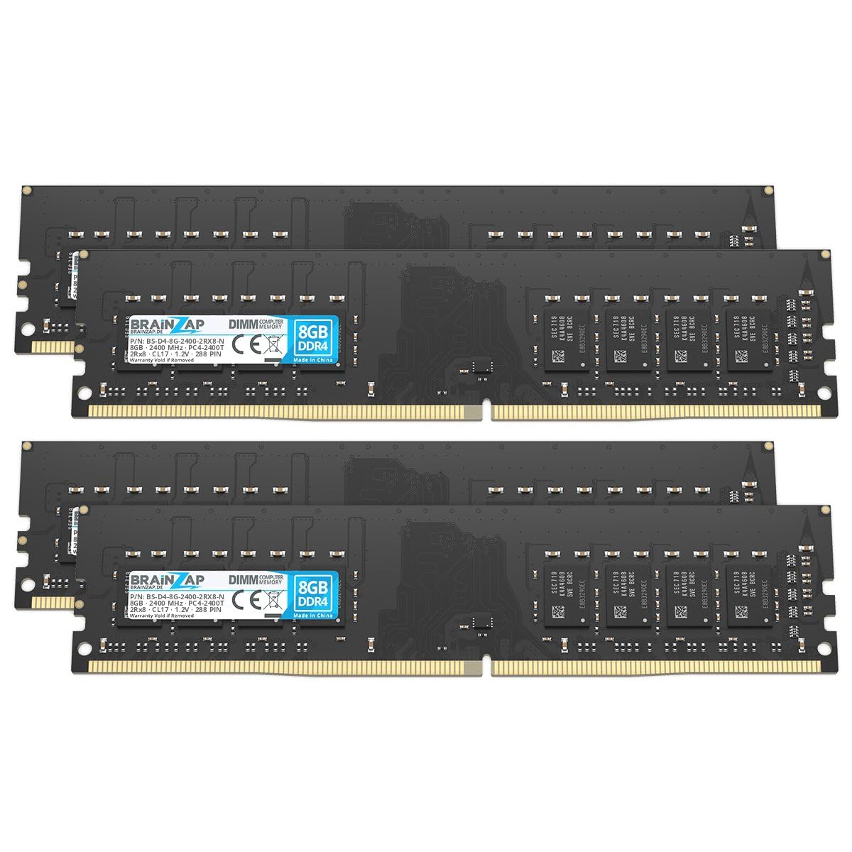 BRAINZAP Pamięć RAM 32 GB (4 X 8 GB) PC4-2400T 2Rx8 2400 Mhz 1,2 V CL17 PC