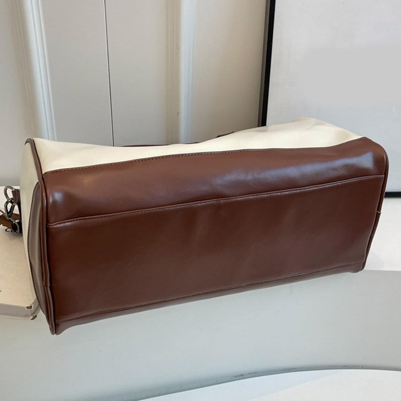 [Tertioi] Bolsa de gran capacidad para viajes de moda fitness de cuero PU de hombro de fin de semana de noche para viajes diarios para mujeres y hombres gran capacidad para una noche fitness de fin de